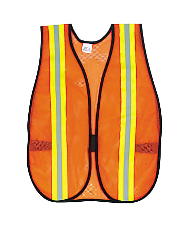 MCR Safety Polyester Safety Vest, One Size, 18" x 47", Bright Orange/Lime/Silver