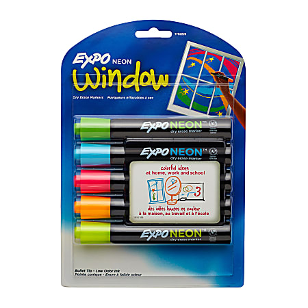 EXPO® Neon Dry-Erase Markers, Assorted, Pack Of 5