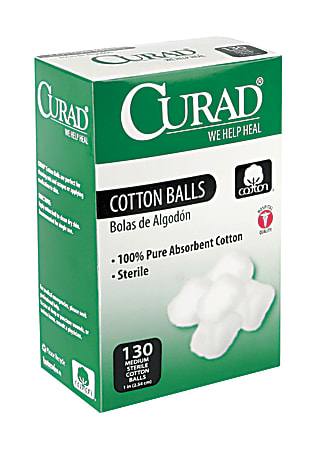 CURAD® Sterile Cotton Balls, 1", Box Of 130