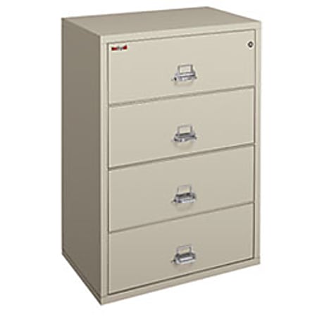 FireKing® UL 1-Hour 22-1/8"D Vertical 4-Drawer Fireproof File Cabinet, Metal, Parchment, White Glove Delivery
