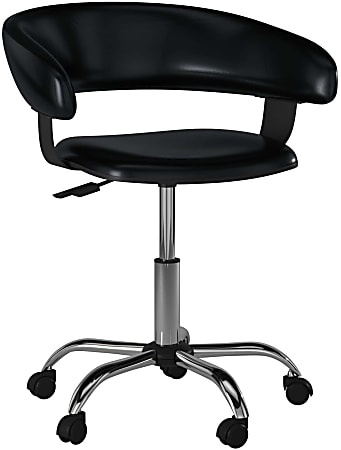 Powell Low-Back Faux Leather Gas-Lift Desk Chair, Black