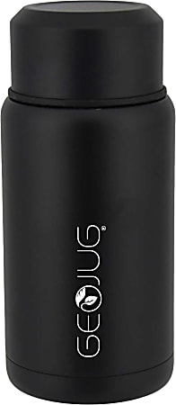 Brentwood Geojug Vacuum-Insulated Stainless-Steel Food Jar With Bowl And Folding Spoon, 25 Oz, Black