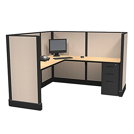 Cube Solutions Commercial-Grade Mid-Height L-Shaped Junior Executive Cubicle, Single Cubicle
