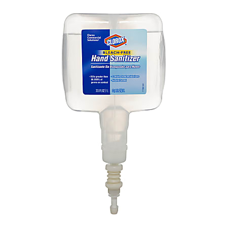 Clorox Commercial Solutions Hand Sanitizer Gel Refill - 33.8 fl oz (1000 mL) - Touchless Dispenser - Kill Germs - Hand - Clear - 4 / Carton