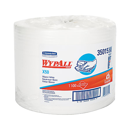 Kimberly-Clark® WYPALL X50 Wipers Perforated Jumbo Roll, Unscented, White, Roll Of 1,100