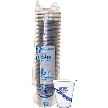 Eco-Products BlueStripe Cold Cups, 12 Oz, 25% Recycled, Clear, Carton Of 500