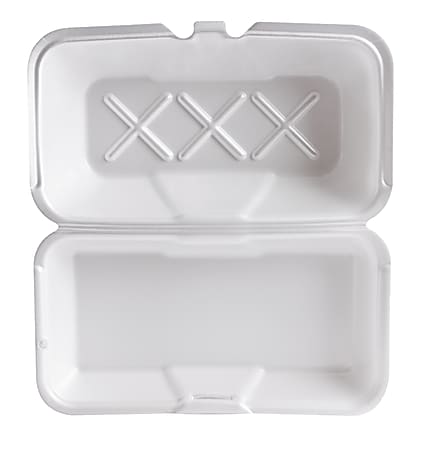 Genpak Foam Hinged Carryout Containers, Large Hoagie, 9 1/2" x 5 1/4" x 3 1/2", White, Case Of 200