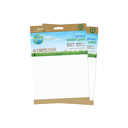 MasterVision™ Earth 100% Recycled Self-Stick Easel Pads, 25" x 30", White, 30 Sheets, Pack Of 2