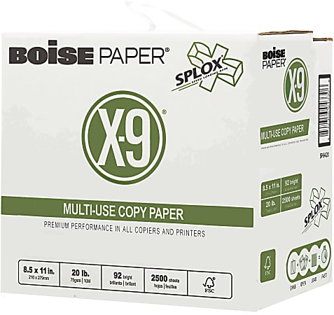 Boise X-9 Multi-Use Copy Paper, 92 Bright, 20lb, 8.5 x 11, White