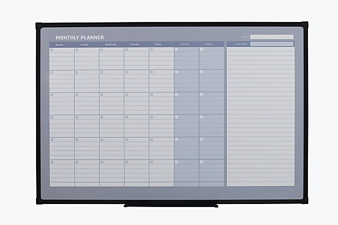 Office Depot® Magentic Dry-Erase/Calendar/Planning Board, 36"x 48", White Board, Black Metal Frame