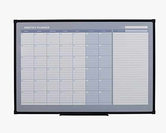 Office Depot® Magentic Dry-Erase/Calendar/Planning Board, 24" x 36", White Board, Black Steel Frame