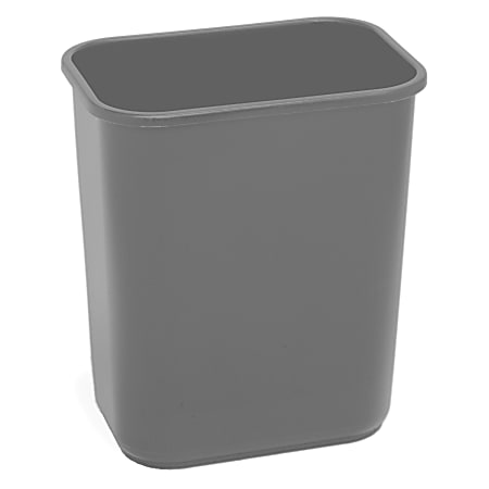 Highmark™ Standard Rectangular Plastic Wastebasket, 3.25 Gallons, Silver