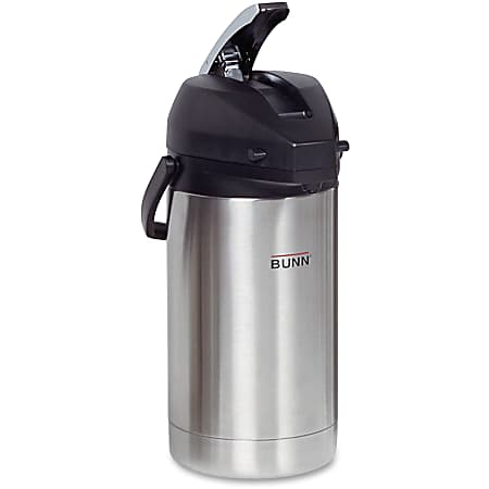 3 Liter Airpot Beverage 24hr Hot Coffee Dispenser with Push Button,  Stainless Steel, Great for Caterers, Restaurants, Offices, Households, Cafes