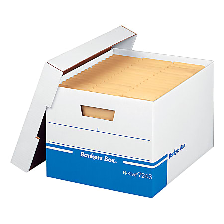 Office Depot® Brand Medium-Strength Storage Box, Letter/Legal Size, 10" x 12" x 15", White/Blue