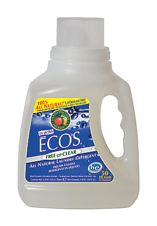Earth Friendly Products ECOS Liquid Laundry Detergent, Free & Clear, 50 Oz