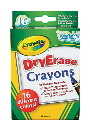 Crayola® Dry Erase Crayons, Large, Assorted Colors, Pack Of 16