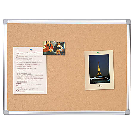 MasterVision® Earth Cork Board, 36" x 48", 80% Recycled, Aluminum Frame With Silver Finish