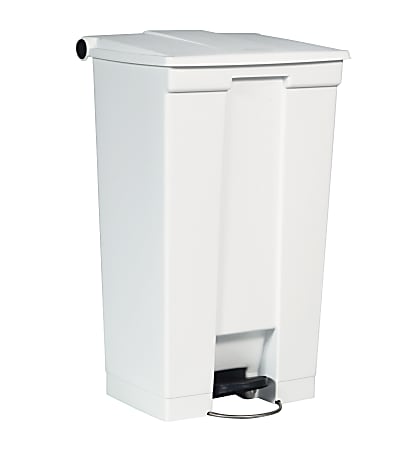 Rubbermaid® Rectangular Plastic Step-On Trash Can, 23 Gallons, 32 1/2" x 19 3/4" x 16 1/8", White
