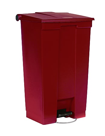 Rubbermaid® Rectangular Plastic Step-On Waste Container, 23 Gallons, 32 1/2" x 19 3/4" x 16 1/8", Red