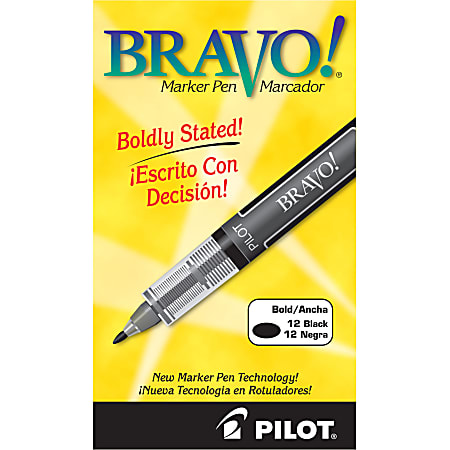 Pilot BraVo! Bravo Marker Pens - Bold Pen Point - Black - Black Barrel - 1 Each Pilot BraVo! Bravo Marker Pens - Bold Pen Point - Black - Black Barrel - 1 Each