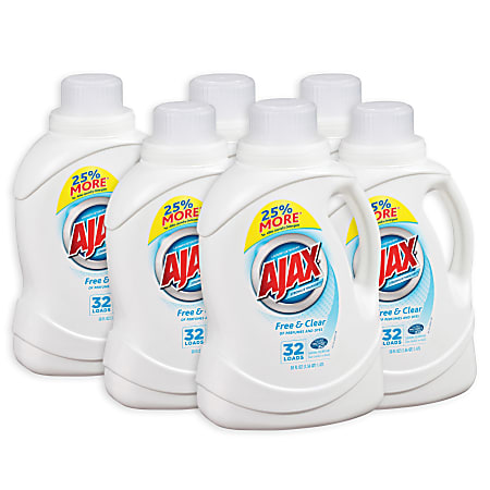Ajax® 2X Ultra Liquid Laundry Detergent, Free & Clear, 50 Oz Bottle, Case Of 6