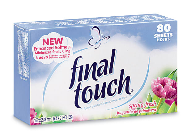 Tide Final Touch Dryer Sheets, Spring Fresh Scent, 80 Sheets, Case Of 6 Boxes