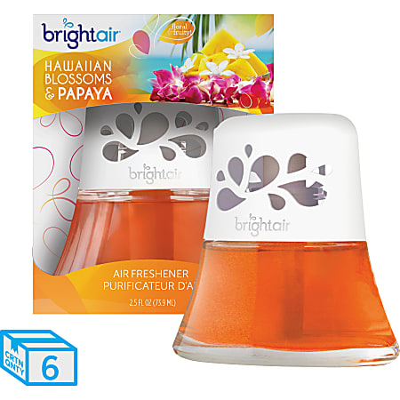 Bright Air Scented Oil Air Freshener, Hawaiian Blossoms & Papaya Scent, 2.5 Oz, Pack of 6