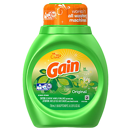 Gain® Liquid Laundry Detergent, Original Fresh Scent, 25 Oz Bottle, Case Of 6