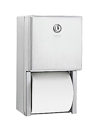 Bobrick 2-Roll Toilet Tissue Dispenser, 6 1/8" x 6" x 11", Stainless Steel