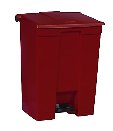 Rubbermaid® Rectangular Plastic Step-On Waste Container, 18 Gallons, 26 1/2" x 19 3/4" x 16 1/8", Red