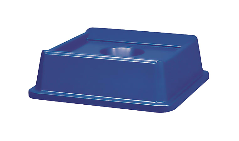 Rubbermaid® Untouchable Square Plastic Bottle And Can Recycling Top, 20 1/8" x 20 1/8" x 6 1/4", Blue