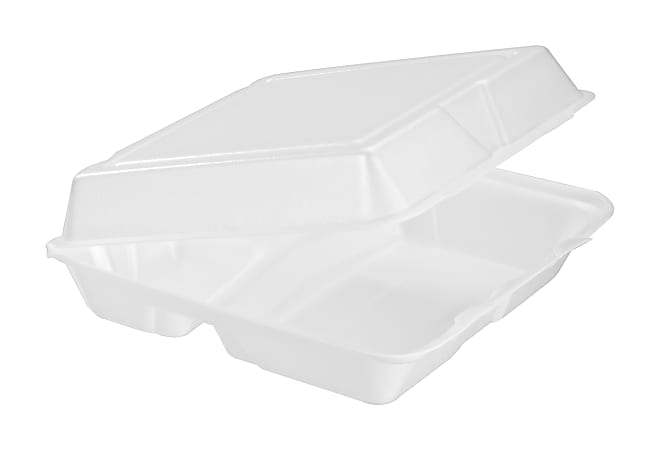 DART 9 in. x 9 in. LG Foam Hinged Tray 3-COMP 2/100 90HT3R - The Home Depot
