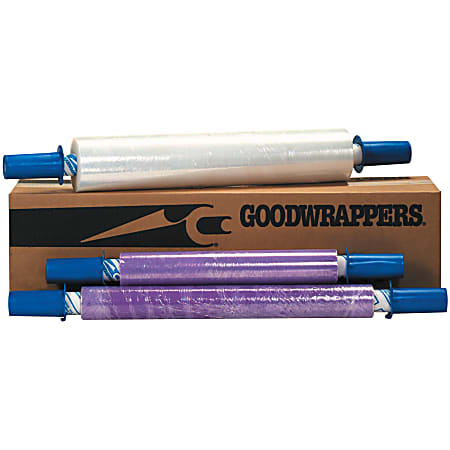 Goodwrappers Orange Stretch Film Pallet Wrap - 80 Gauge, 20" X 1000 Feet, 4 Rolls With Built-in Handles For Easy Wrapping