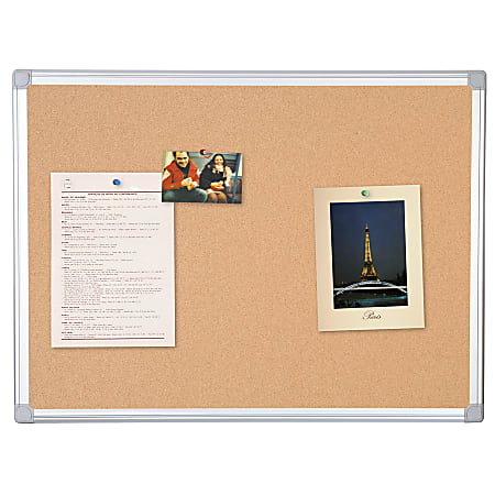 MasterVision® Earth Cork Board, 48" x 72", 80% Recycled, Aluminum Frame With Silver Finish