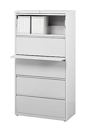 OfficeMax 10000 Series Lateral File Cabinet, 5 Drawers, 67 3/4"H x 30" W x 18 3/4"D, Gray