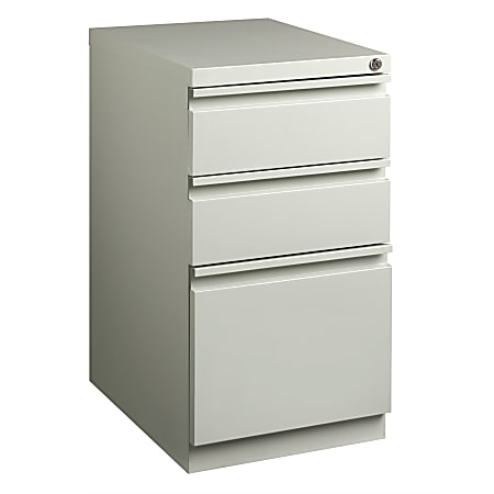 WorkPro® 20"D Vertical 3-Drawer Mobile Pedestal File Cabinet, Light Gray