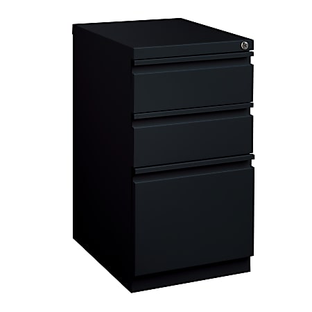 WorkPro® 20”D Vertical 3-Drawer Mobile Pedestal File Cabinet, Black