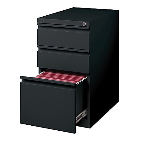 Space Solutions Metal 3 Drawer Vertical File Cabinet with Lock Black