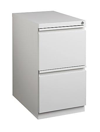 WorkPro® 20”D Vertical 2-Drawer Mobile Pedestal File Cabinet, Light Gray