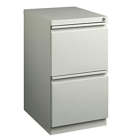 WorkPro® 20”D Vertical 2-Drawer Mobile Pedestal File Cabinet, Light Gray