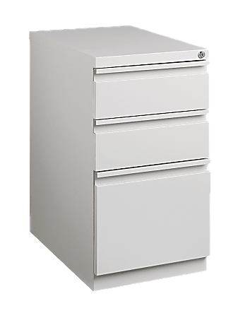OfficeMax Metal Letter-Size Vertical Mobile Pedestal File, 3-Drawers, 27 3/4"H x 15"W x 22 7/8"D, Light Gray