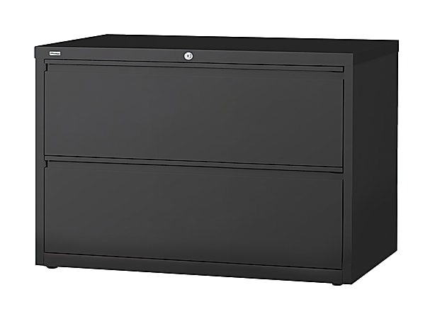 WorkPro® 2-Drawer Lateral File Cabinet, 28"H x 42"W x 18 5/8"D, Black