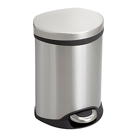 Safco® Stainless Steel Step-On Medical Waste Receptacle, 1.5 Gallons, 11" x 9 1/2" x 8", Stainless Steel