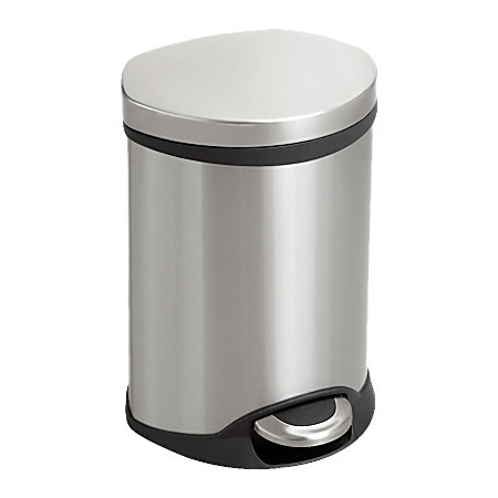 Safco® Stainless Steel Step-On Medical Waste Receptacle, 1.5 Gallons, 11" x 9 1/2" x 8", Stainless Steel