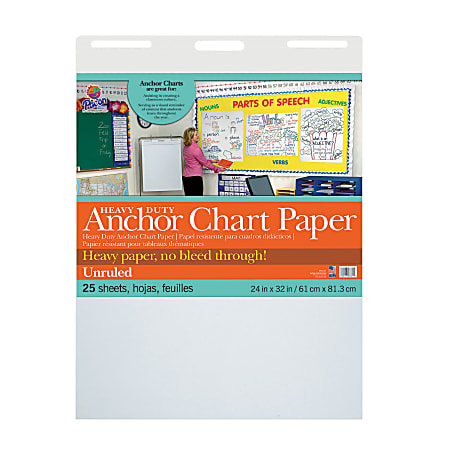 Pacon® Heavy-Duty Anchor Chart Paper Pad, 24 x 32, Unruled, White, 25  Sheets - Zerbee