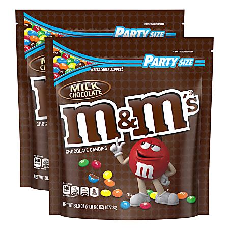 M&M SUP Party Bag Milk Chocolate, 38 oz, 2 Pack