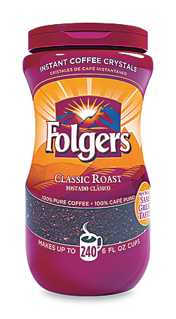 Folgers Instant Coffee Crystals, Classic Roast, 16 Oz