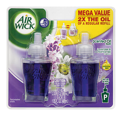 Air Wick® Scented Oil Refills, Mega Value Twin Packs, Lavender & Chamomile, 1.35 Oz, Pack Of 2