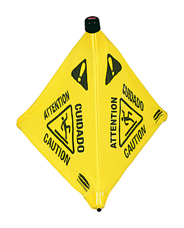Rubbermaid® 3-Sided Wet Floor Safety Cone, 30" x 21" x 21", Yellow