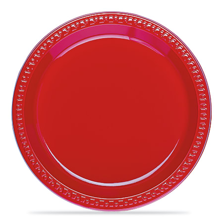 Highmark® Plastic Plates, 9", Red, Pack Of 125